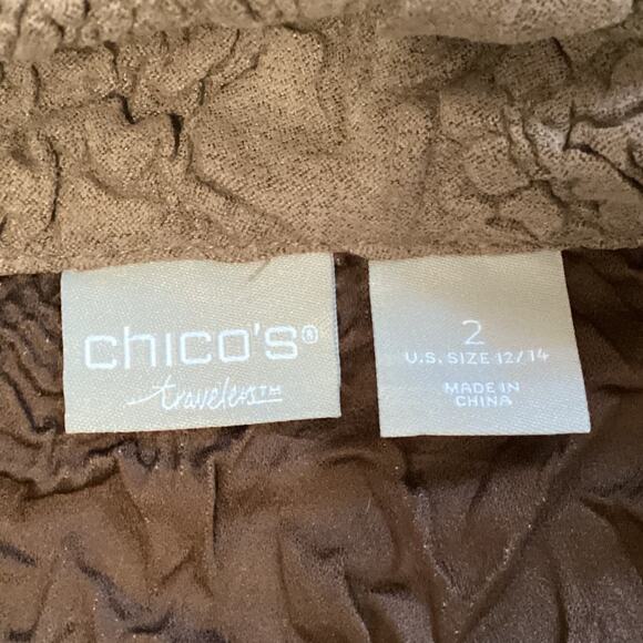 Chico’s Travelers Open Front Textured Blazer Jacket Bell Sleeves Size 2 (12/14) - Picture 8 of 13